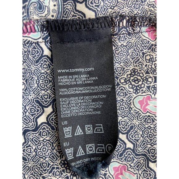 Tommy Hilfiger Womens Sleeveless Tuxedo Blouse L Purple Paisley Cottagecore - Picture 4 of 6